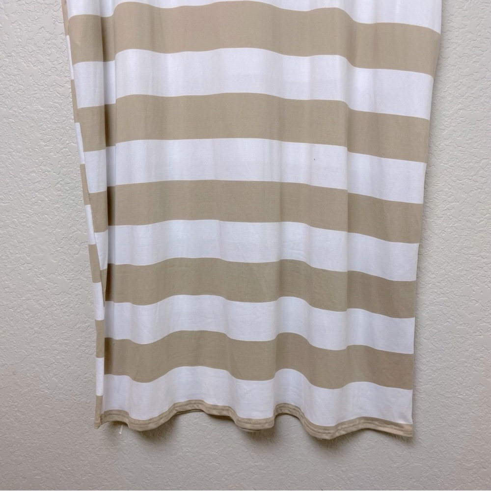 Bnwt! Shop Stevie Striped Beige And White Midi Dress With Pockets Size Xl — image 5 of 8
